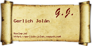Gerlich Jolán névjegykártya